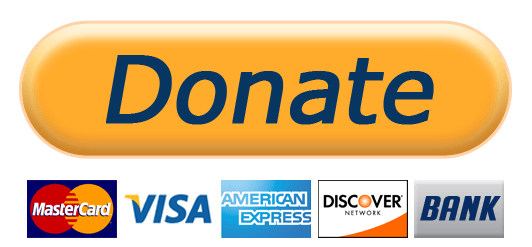 Donation button above credit card logos for payment options.