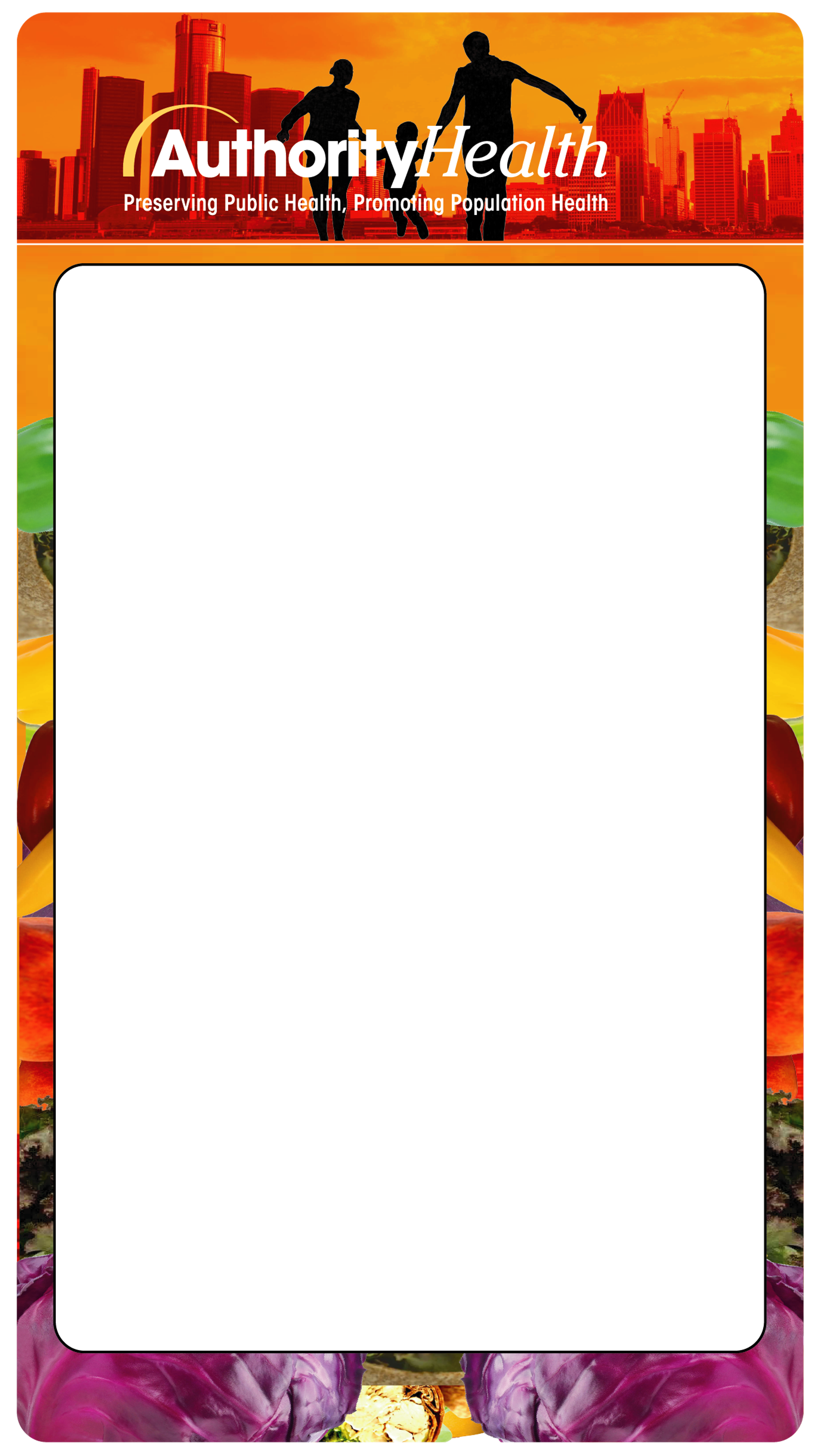 A vibrant, symmetrical border with colorful patterns framing a blank white center.